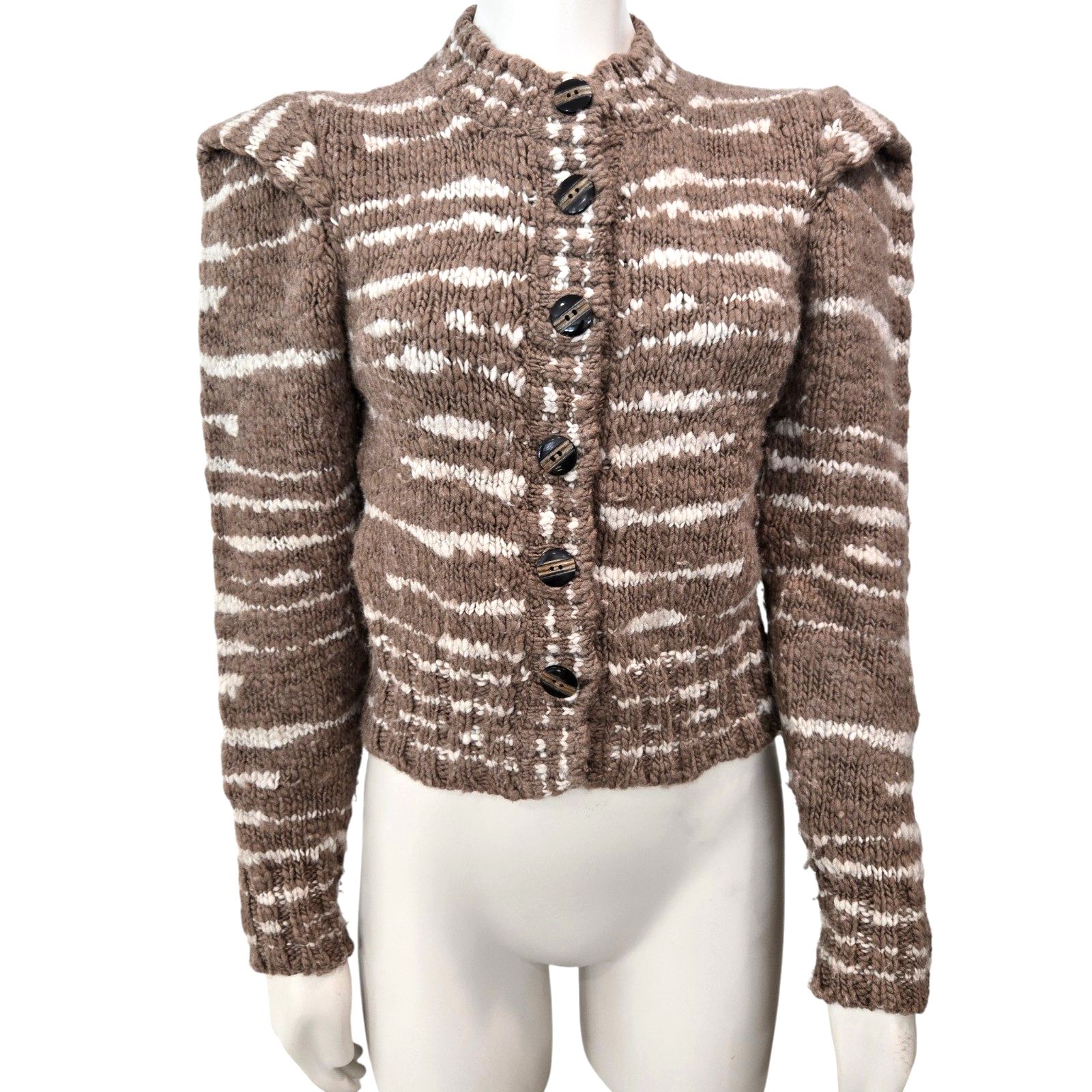 Ulla Johnson Skye Chunky Merino Wool Puff Sleeve Cardigan Sweater Size P ~Xs